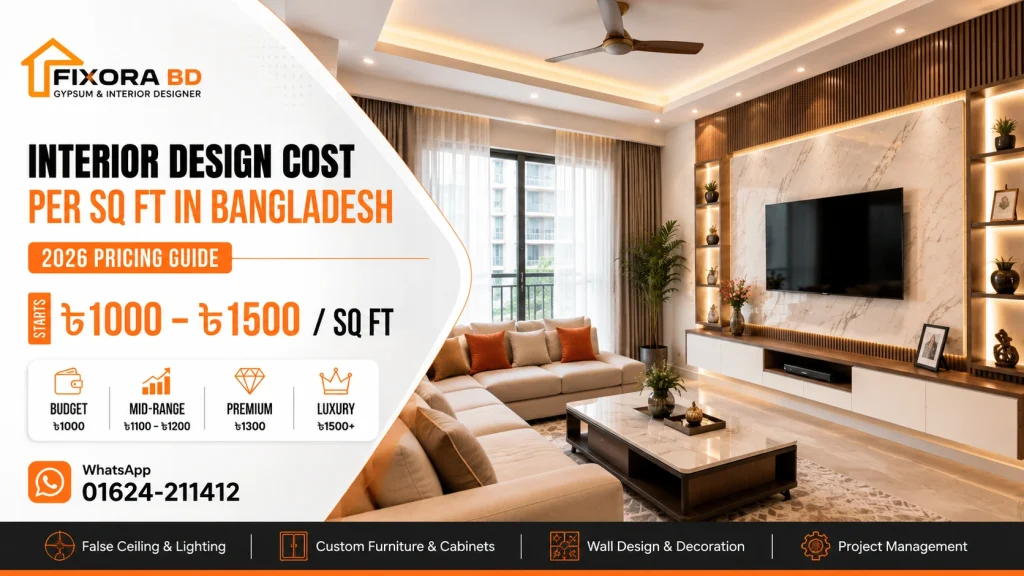 interior design cost per Sq ft in Bangladesh
